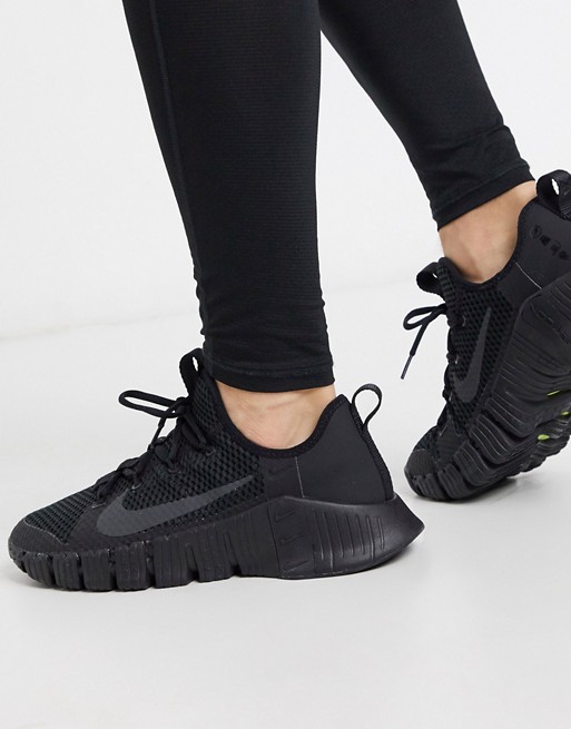 Nike Free Metcon 3 sneakers in triple black | ASOS