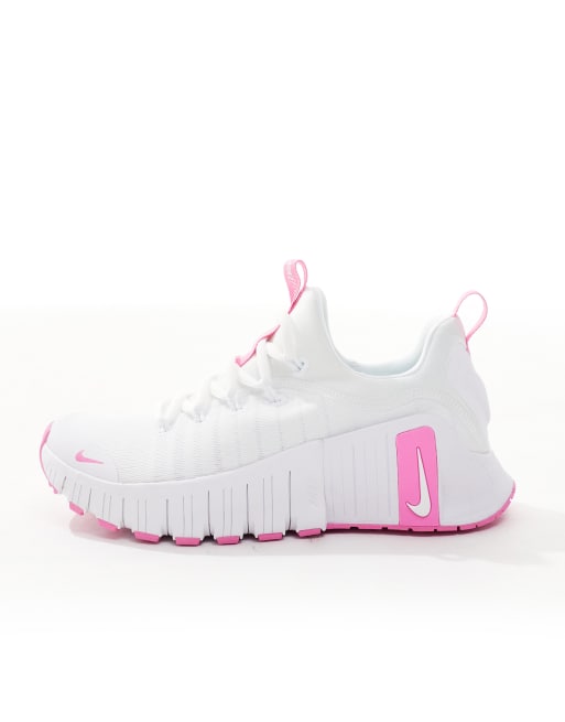 Nike Free Metcon 6 sneakers in white & pink, 2 of 5