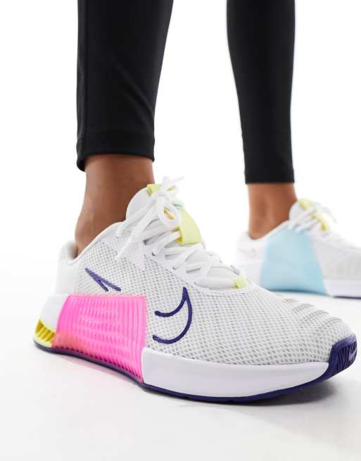 Nike Free Metcon 9 sneakers in white with color pop detail ASOS