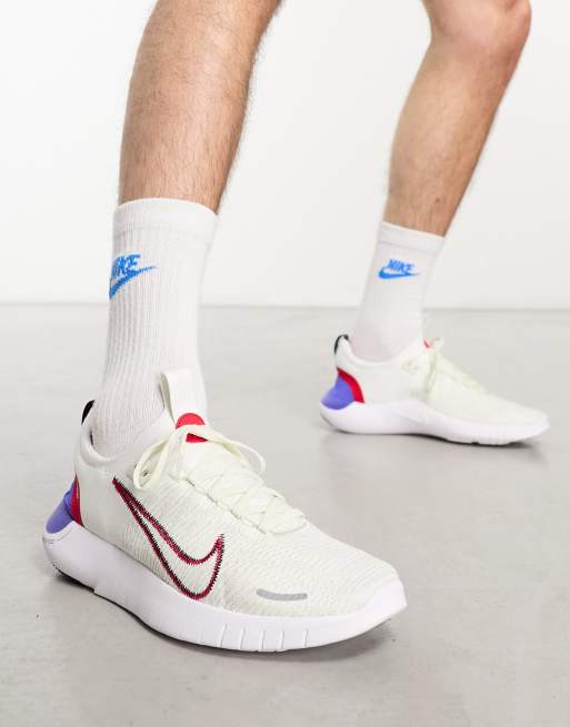 Nike Free RN FK NN in white and red ASOS