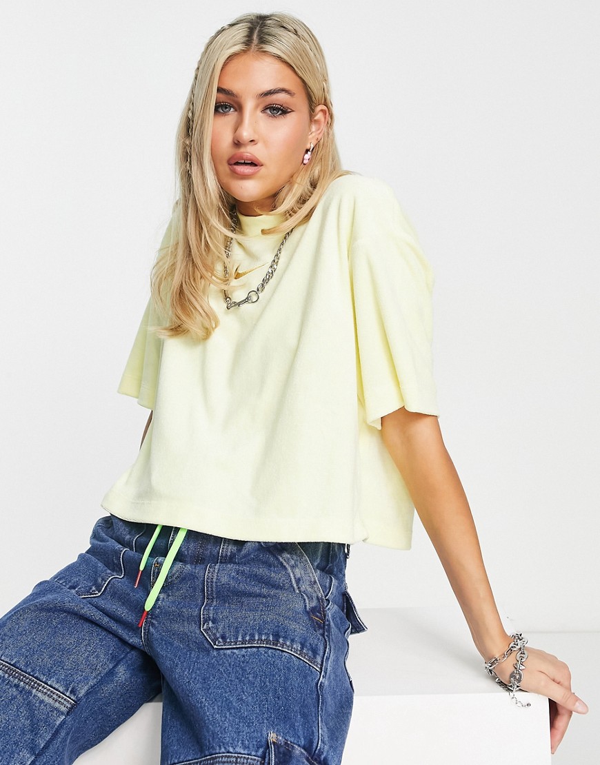Nike French Terry Cropped Top In Yellow