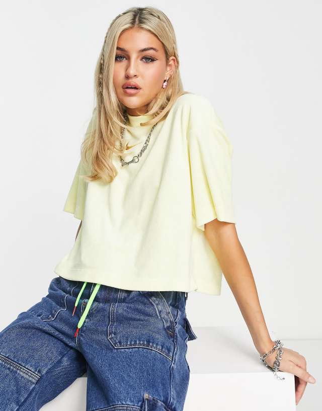 Nike French Terry cropped top in yellow