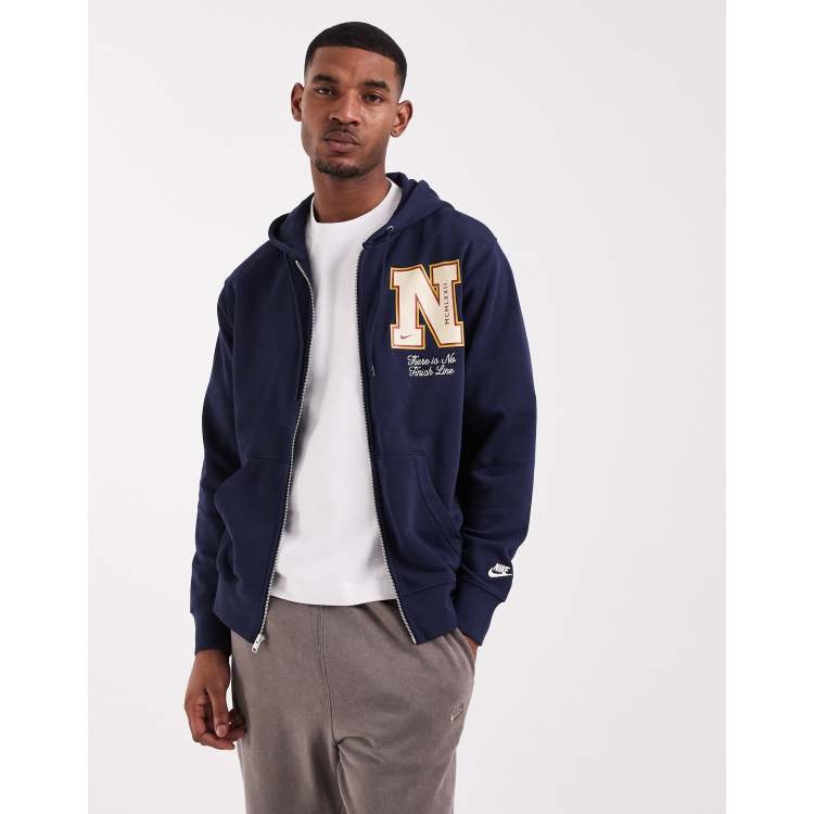 Nike French Terry full zip hoodie in navy | ASOS