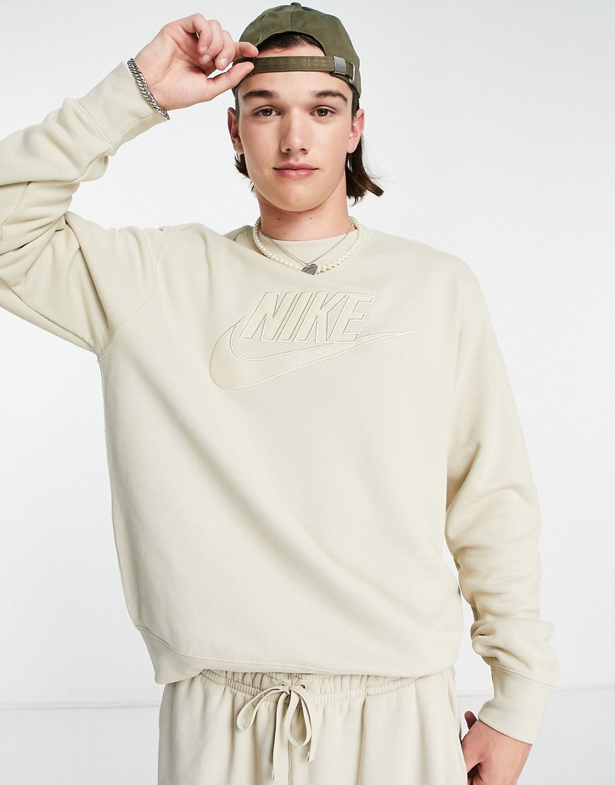 Nike french terry sweatshirt in beige-Neutral