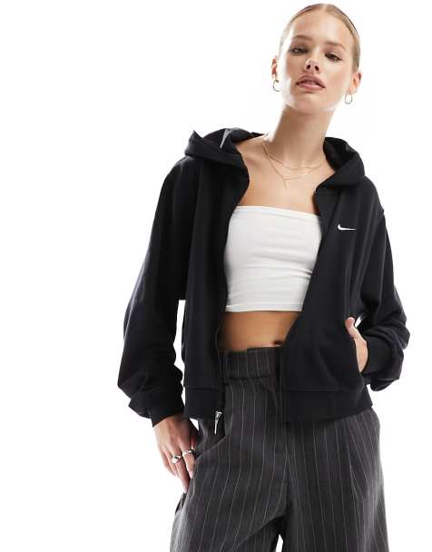 Nike French Terry zip up hoodie in black - view 1