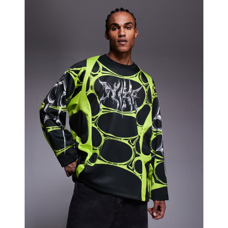 Nike F.R.O.G Jelly Cage jersey in black and neon green | ASOS
