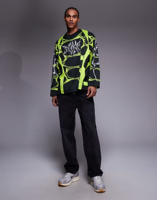 Nike F.R.O.G Jelly Cage jersey in black and neon green | ASOS