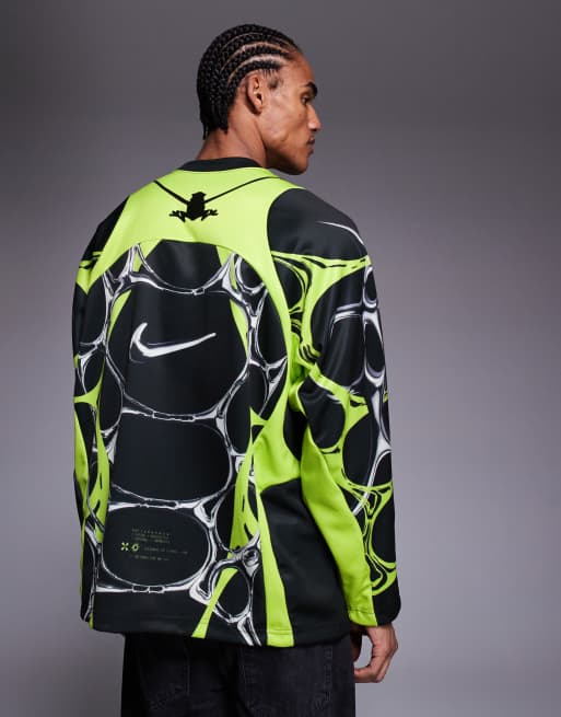 Nike F.R.O.G Jelly Cage jersey in black and neon green | ASOS
