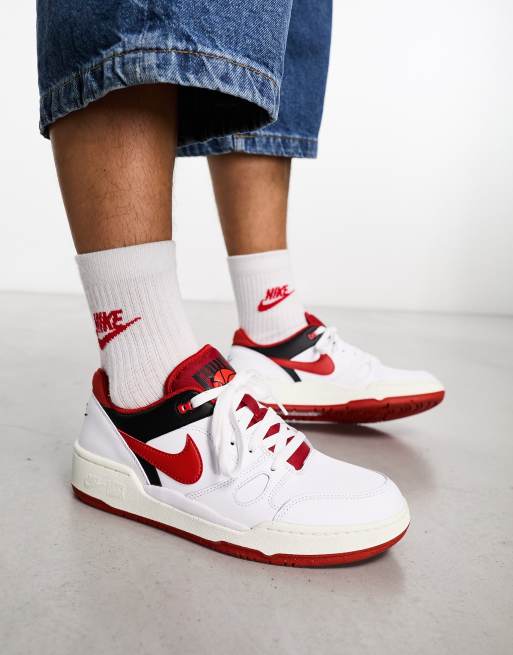 Nike Full Force Low Sneakers basse bianche e rosse ASOS