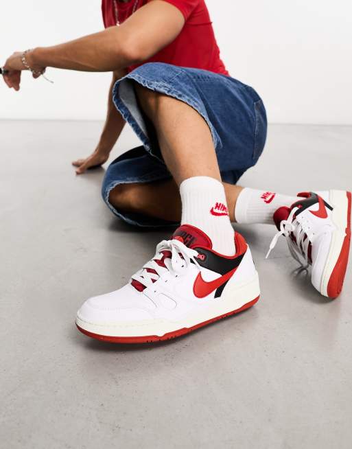 Nike Full Force Low sneakers in red and white | ASOS display picture 1