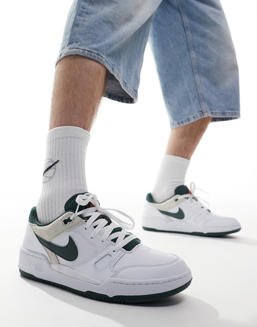 Shop Nike Full Force Low Sneakers In White And Green