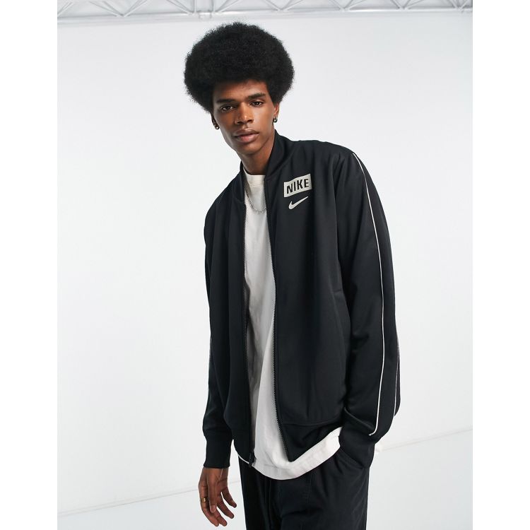 Nike full zip jacket in black/light bone