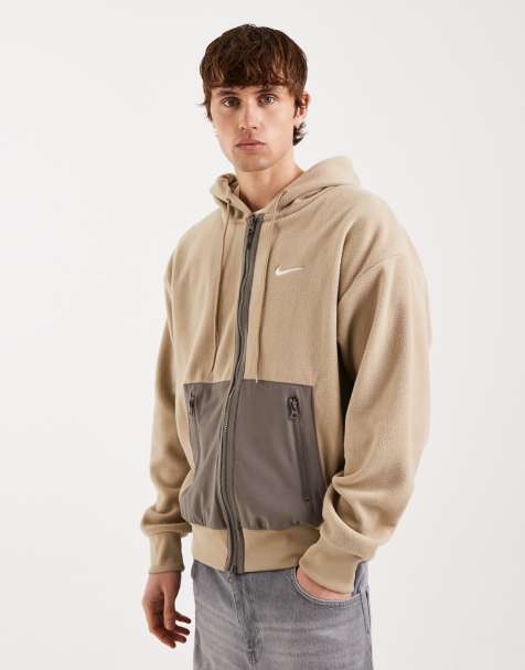 Nike full zip polar sweatshirt in brown - view 1