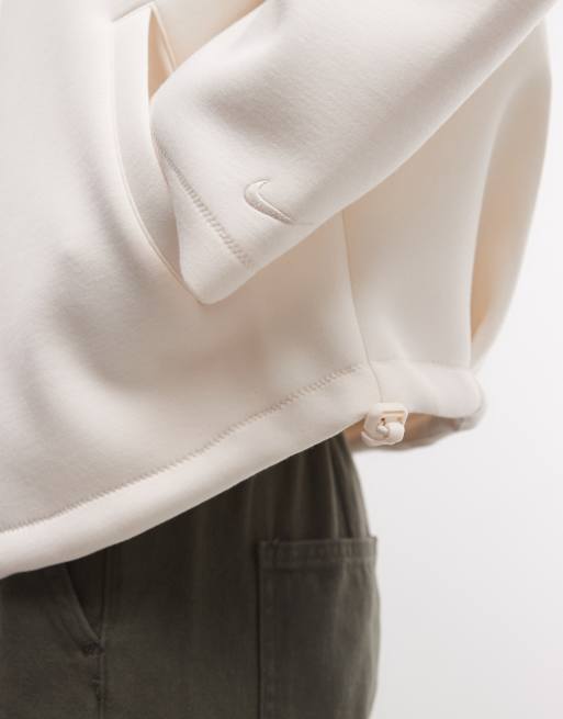 Nike funnel neck button up jacket in white, 3 of 4