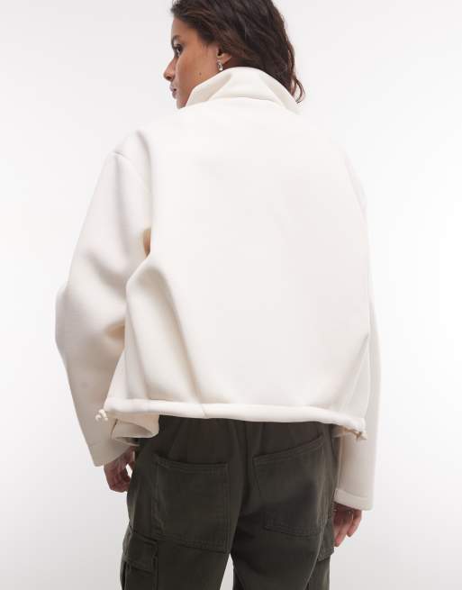 Nike funnel neck button up jacket in white, 4 of 4