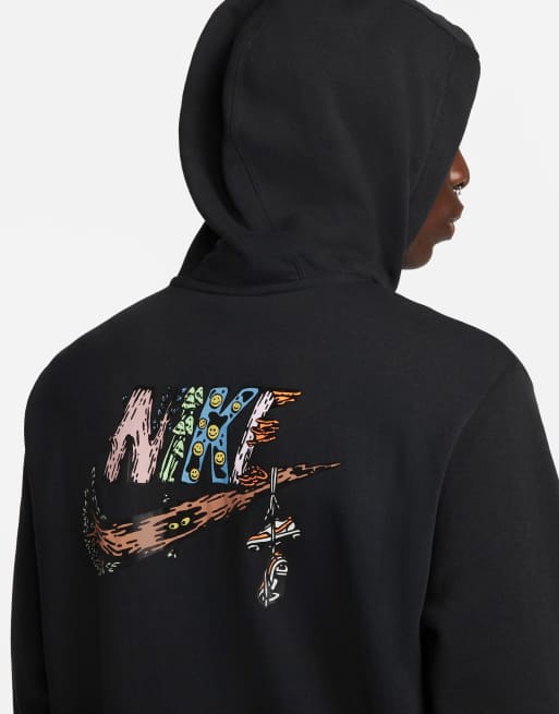 Nike Fantasy Creature graphic back fleece hoodie in black | ASOS