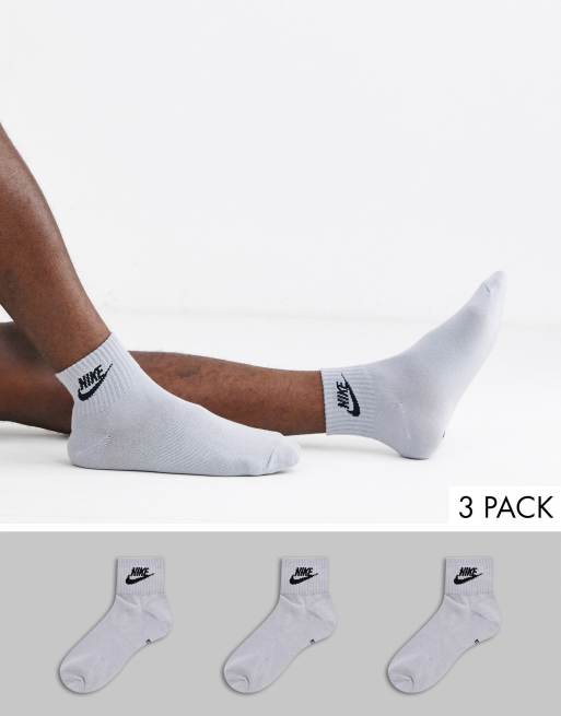 Nike futura logo 3 pack ankle socks in gray