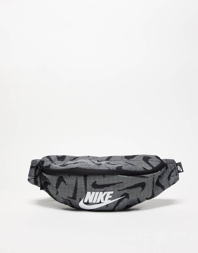 Nike Futura logo all-over print fanny pack in black