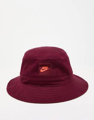 Nike Futura Logo Bucket Hat In Burgundy-red ModeSens