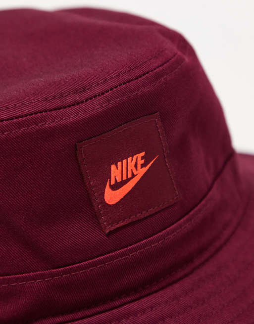 Nike Futura logo bucket hat in burgundy ASOS