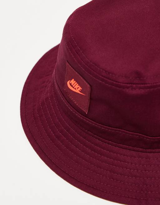 Nike Futura logo bucket hat in burgundy ASOS