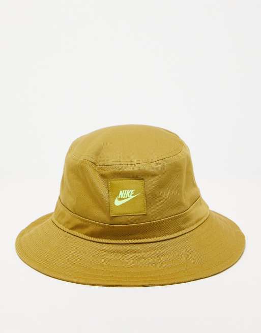 Nike Futura logo bucket hat in mustard