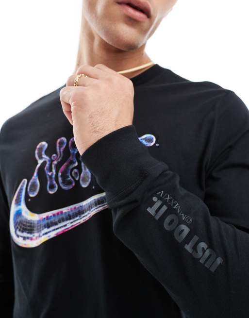 Nike futura logo long sleeve t-shirt in black | ASOS