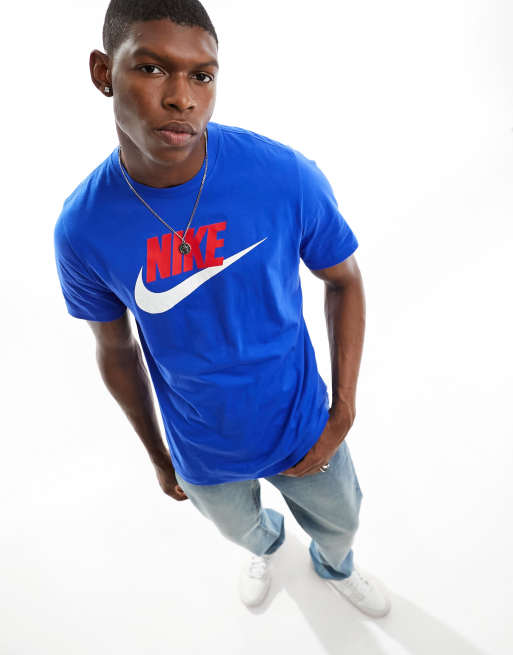 Nike Futura logo t shirt in blue ASOS