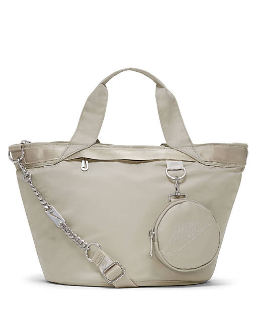 Nike Futura Luxe tote bag in stone with mini keyring pouch