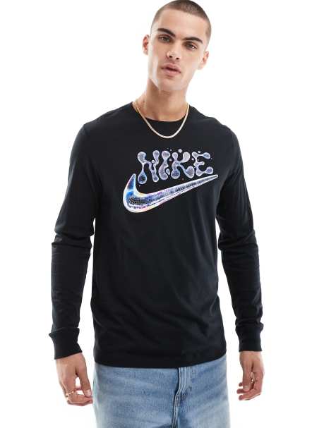 Nike - Futura - Maglia a maniche lunghe nera con logo - view 1