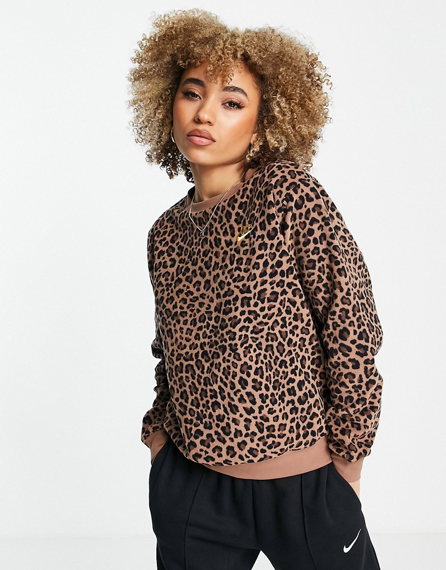 Nike Futura sweatshirt in brown leopard print