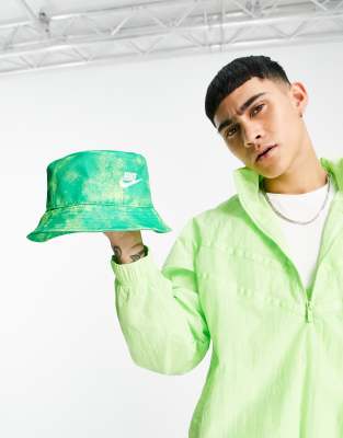 Nike Nike Futura tie dye bucket hat in green-Blue