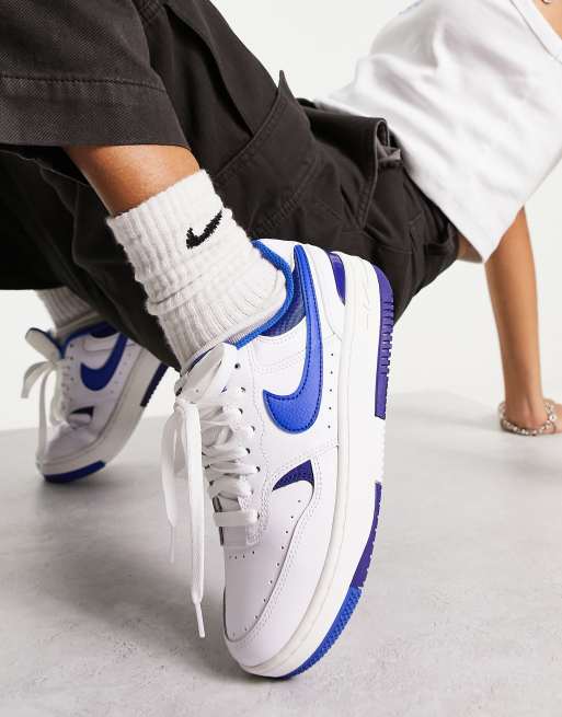 Nike blue best sale white shoes