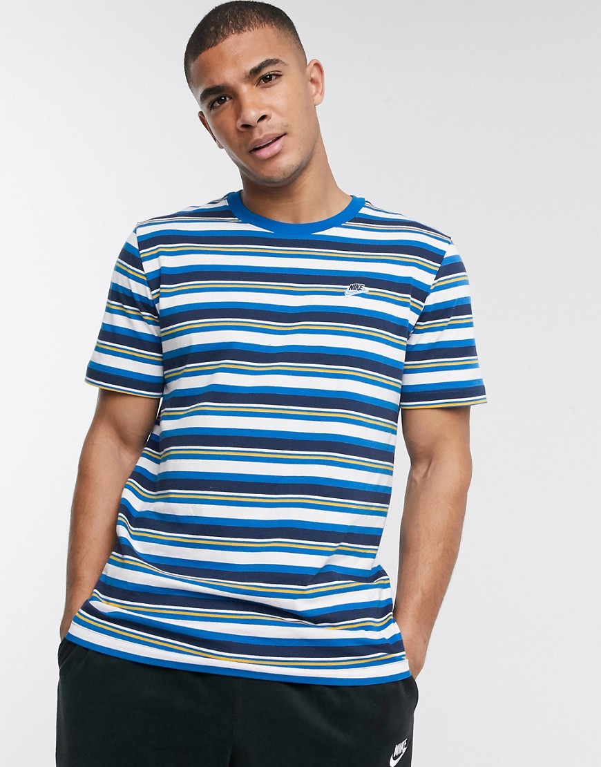 Nike - Gestreept T-shirt in blauw