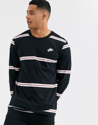 Nike - Gestreept T-shirt met lange mouwen in zwart