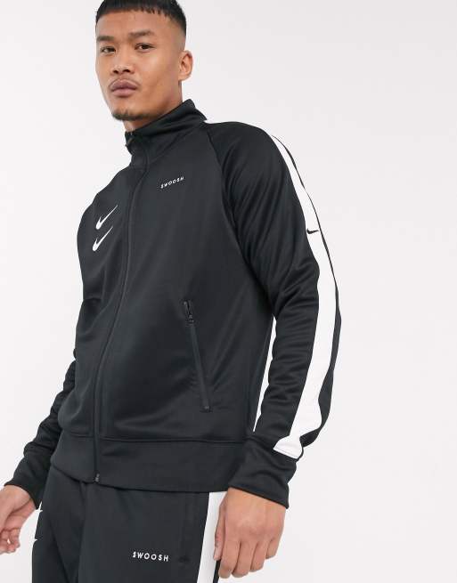 Nike - Tuta sportiva in maglia di poliestere nera con logo, 2 di 3