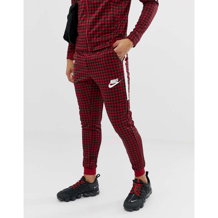 Nike gingham check sales track jacket in red