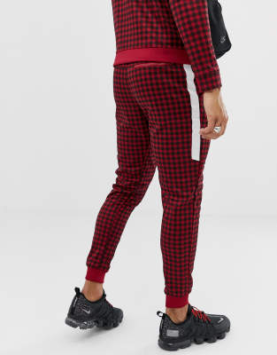 nike red and black checkered tracksuit