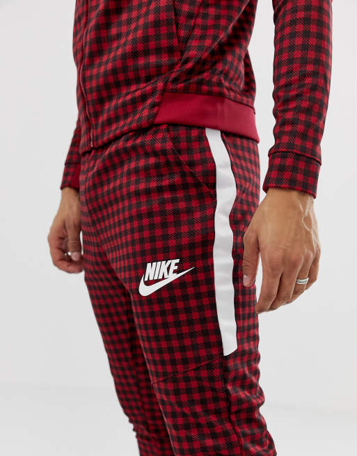 Nike gingham check store tracksuit in red