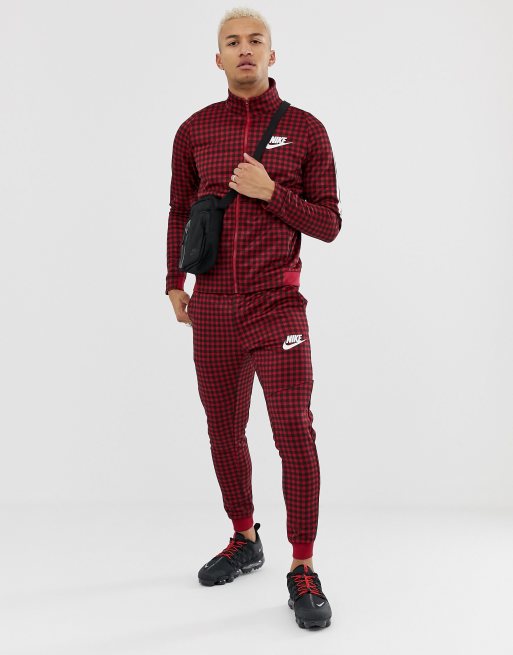 Nike gingham 2025 tracksuit red