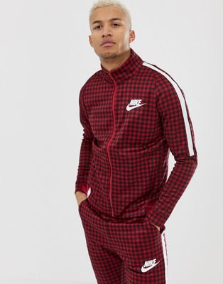 Nike Gingham Check Track Jacket In Red BQ0675-618 | ASOS