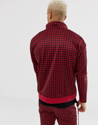 Nike Gingham Check Track Jacket In Red 