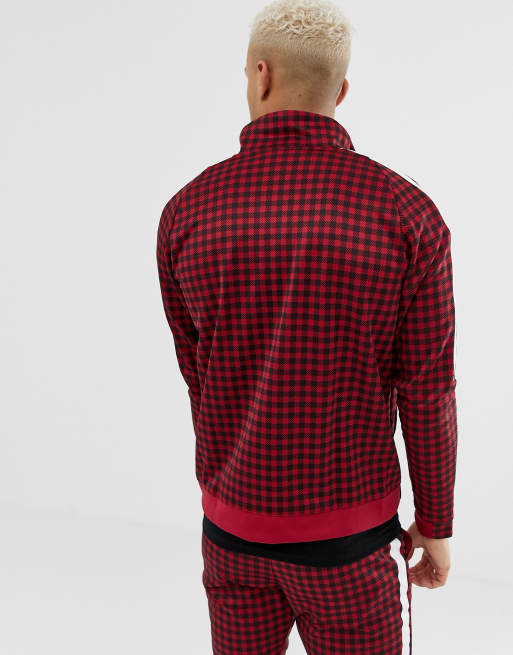 Nike gingham check store tracksuit in red