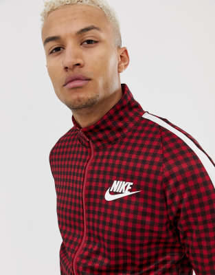 nike gingham check joggers in red