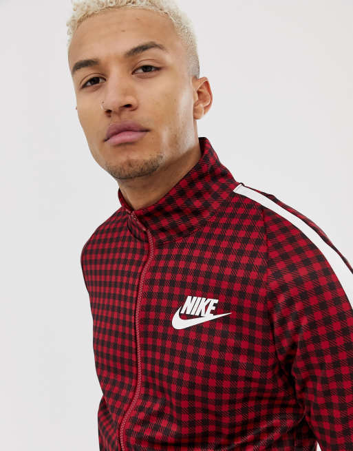 Nike red store checkered tracksuit