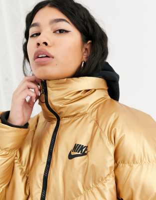 nike silver high neck padded jacket