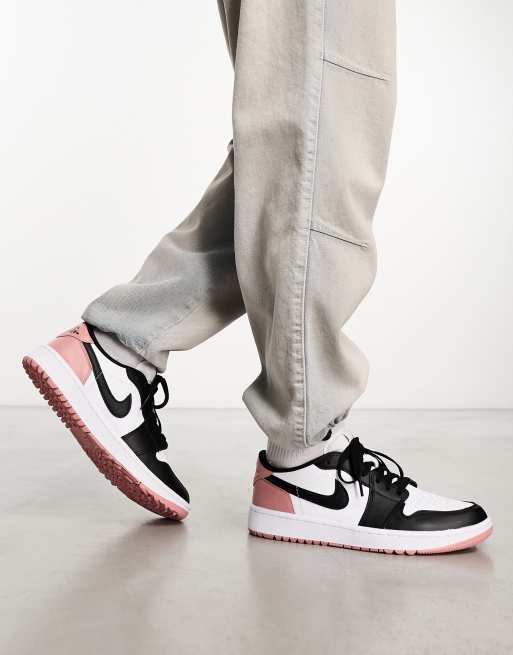 Nike Golf Air Jordan 1 Baskets Blanc noir et rose ASOS