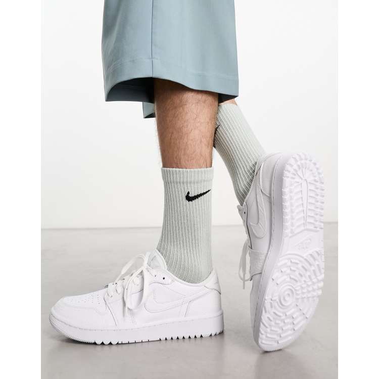 Nike Golf Air Jordan 1 low trainers in triple white | ASOS