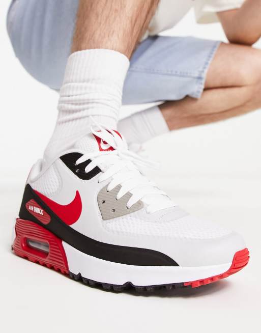 Nike Golf Air Max 90 in white and red