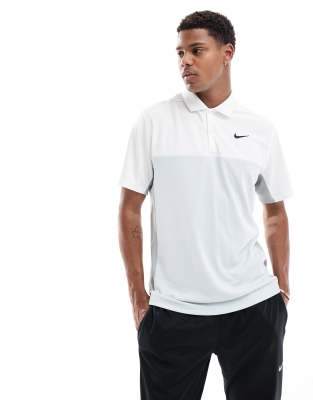 Nike Golf Nike Golf Dri-Fit Victory polo in white and grey